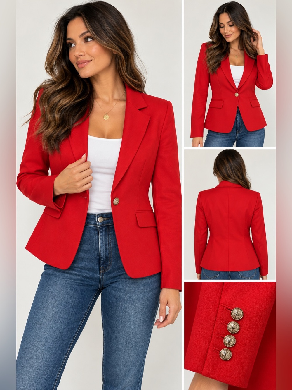 White House Black Market Red Goji Berry One Button Blazer NWT Size 10